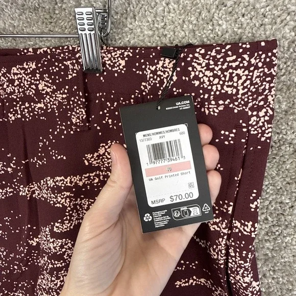 Under Armour AOP Printed Golf Shorts Men's Size 40 Maroon Pink NEW - Picture 3 of 6